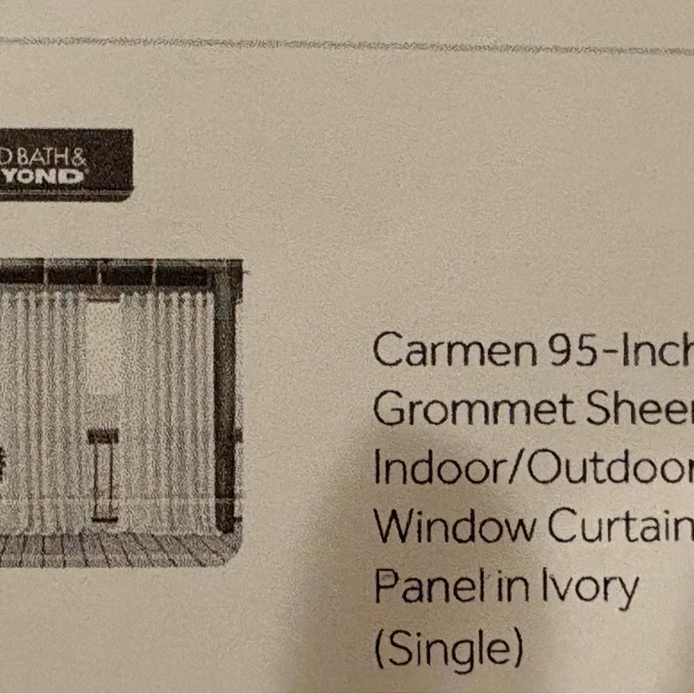 95 Inch White Curtain Panel - Picture 2 of 3